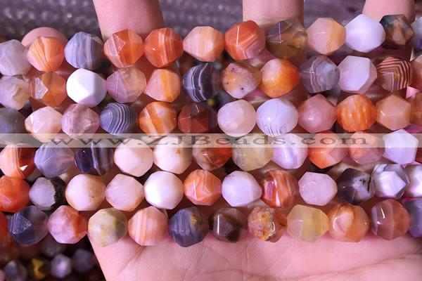 CAA3763 15.5 inches 10mm faceted nuggets mixed botswana agate beads