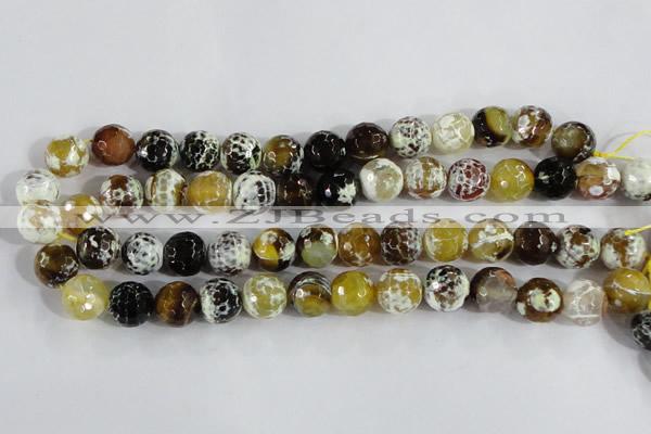 CAA380 15.5 inches 10mm faceted round fire crackle agate beads