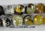 CAA381 15.5 inches 12mm faceted round fire crackle agate beads