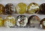 CAA382 15.5 inches 14mm faceted round fire crackle agate beads