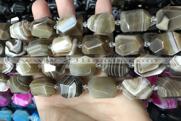 CAA3823 13*17mm - 18*22mm faceted nuggets line agate beads