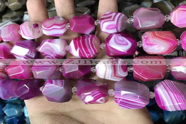 CAA3826 13*17mm - 18*22mm faceted nuggets line agate beads