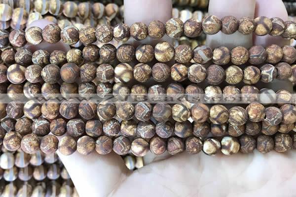 CAA3845 15 inches 6mm round tibetan agate beads wholesale