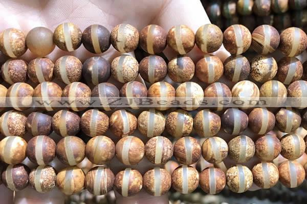 CAA3857 15 inches 8mm round tibetan agate beads wholesale