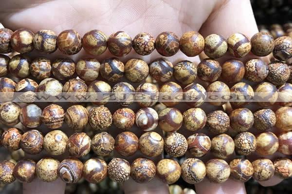 CAA3864 15 inches 8mm round tibetan agate beads wholesale