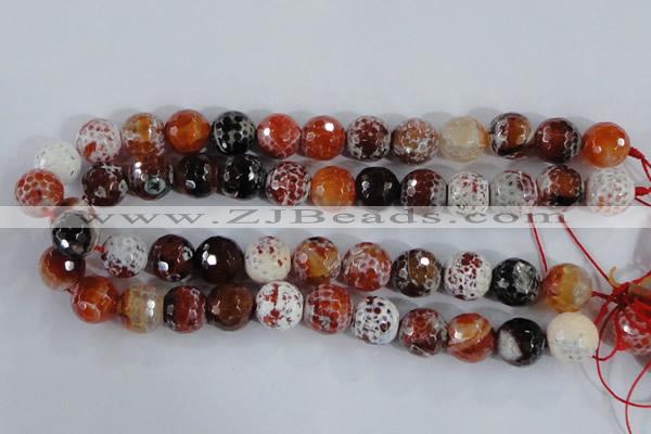 CAA387 15.5 inches 14mm faceted round fire crackle agate beads