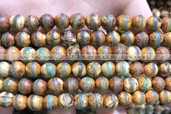 CAA3876 15 inches 8mm round tibetan agate beads wholesale