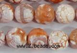 CAA391 15.5 inches 14mm faceted round fire crackle agate beads