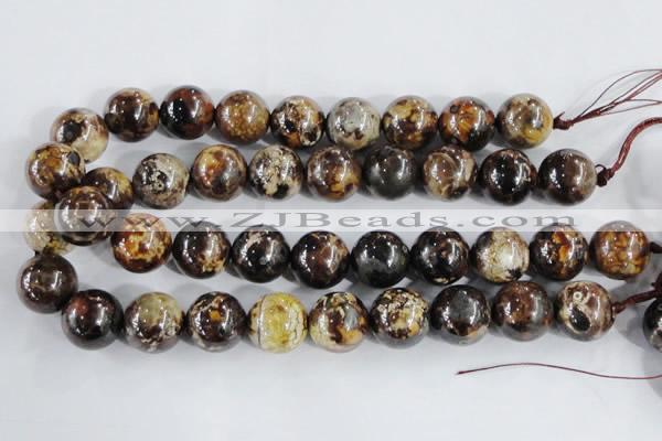 CAA398 15.5 inches 18mm round fire crackle agate beads wholesale