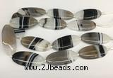 CAA3996 15.5 inches 25*55mm oval line agate gemstone beads