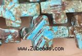 CAA4018 15.5 inches 12*16mm cross blue crazy lace agate beads