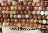 CAA4027 15.5 inches 8mm round line agate beads wholesale