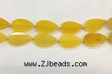 CAA4077 15.5 inches 30*50mm flat teardrop yellow agate gemstone beads