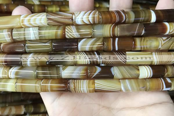 CAA4179 15.5 inches 8*16mm tube line agate beads wholesale