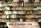 CAA4197 15.5 inches 10*20mm carved drum line agate gemstone beads