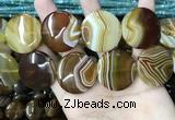 CAA4208 15.5 inches 30mm flat round line agate beads wholesale