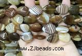 CAA4220 15.5 inches 15*20mm flat teardrop line agate beads wholesale