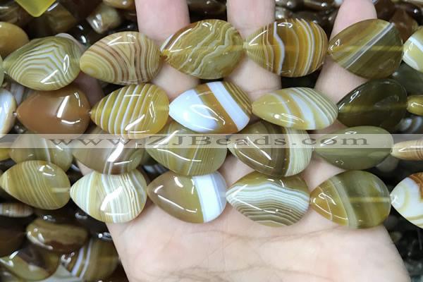 CAA4221 15.5 inches 18*25mm flat teardrop line agate beads wholesale