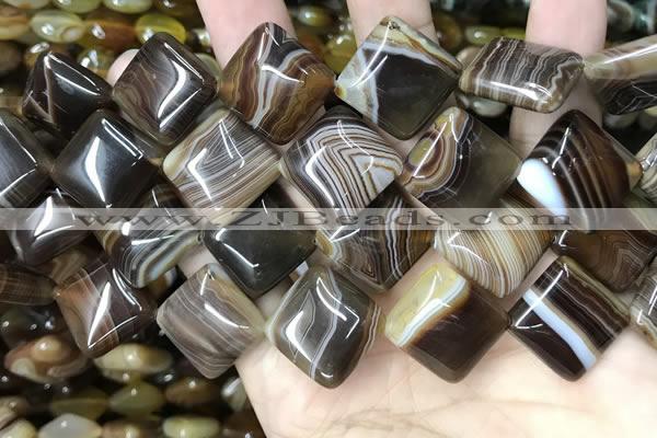 CAA4235 15.5 inches 18*18mm diamond line agate beads wholesale