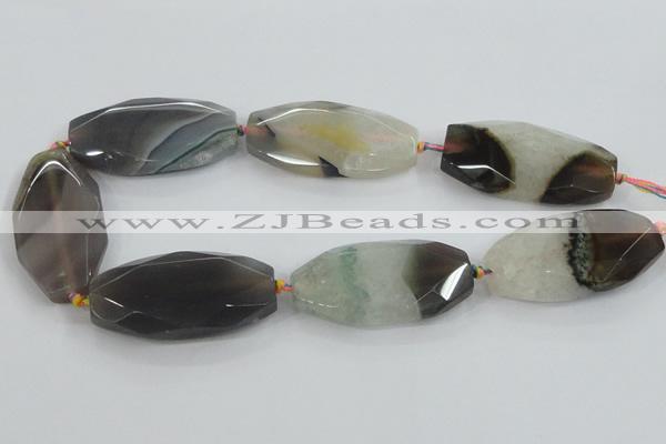 CAA426 15.5 inches 27*53mm faceted oval agate druzy geode beads