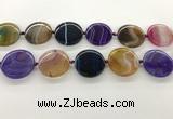 CAA4300 15.5 inches 30mm flat round line agate beads wholesale
