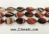 CAA4301 15.5 inches 25*30mm twisted oval line agate beads