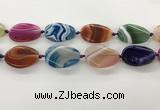 CAA4303 15.5 inches 25*35mm twisted oval line agate beads