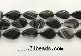 CAA4318 15.5 inches 25*35mm twisted flat teardrop line agate beads
