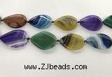 CAA4323 15.5 inches 30*40mm twisted oval line agate beads