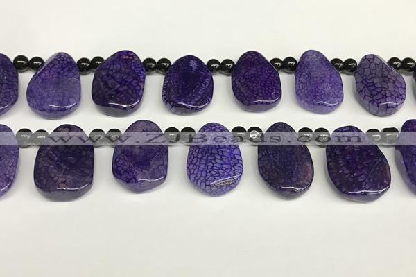 CAA4361 Top drilled 20*30mm freeform dragon veins agate beads