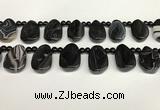 CAA4369 Top drilled 20*30mm freeform black banded agate beads