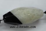 CAA440 15.5 inches 23*50mm faceted rice agate druzy geode beads