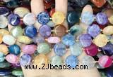 CAA4407 15.5 inches 15mm flat round agate druzy geode beads