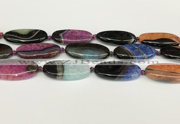 CAA4409 15.5 inches 20*40mm flat round agate druzy geode beads