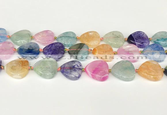 CAA4417 15.5 inches 20mm heart agate druzy geode beads