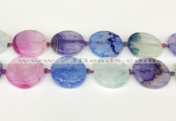 CAA4434 15.5 inches 30mm flat round agate druzy geode beads