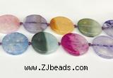 CAA4435 15.5 inches 35mm flat round agate druzy geode beads