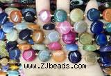 CAA4455 15.5 inches 14mm flat round dragon veins agate beads