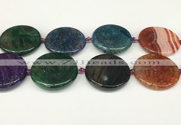CAA4530 15.5 inches 35mm flat round dragon veins agate beads