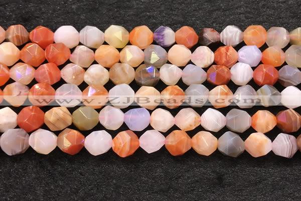 CAA4577 15.5 inches 10mm faceted nuggets mixed botswana agate beads