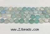 CAA4592 15.5 inches 12mm flat round banded agate beads wholesale