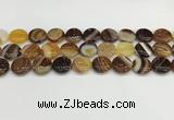 CAA4596 15.5 inches 14mm flat round banded agate beads wholesale