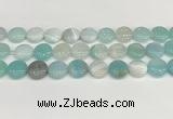 CAA4600 15.5 inches 14mm flat round banded agate beads wholesale