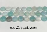 CAA4608 15.5 inches 16mm flat round banded agate beads wholesale