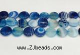 CAA4617 15.5 inches 18mm flat round banded agate beads wholesale