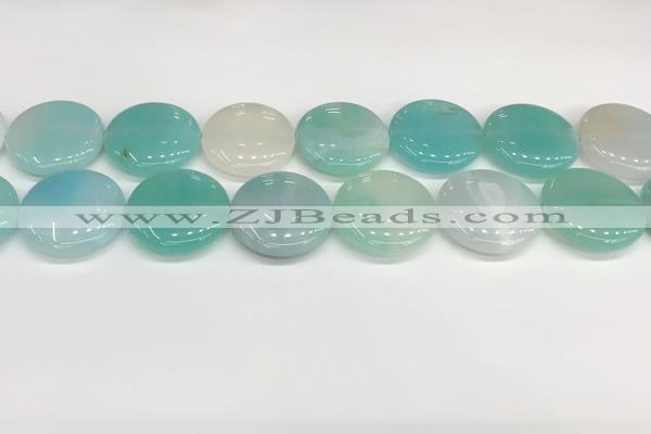 CAA4632 15.5 inches 25mm flat round banded agate beads wholesale