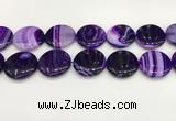 CAA4637 15.5 inches 30mm flat round banded agate beads wholesale