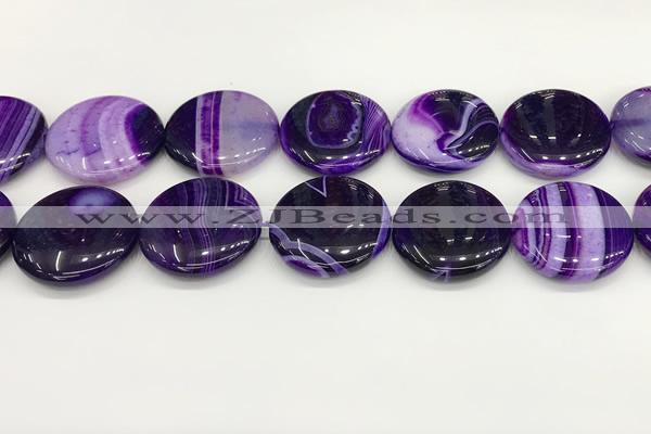 CAA4637 15.5 inches 30mm flat round banded agate beads wholesale