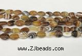 CAA4645 15.5 inches 10*14mm oval banded agate beads wholesale