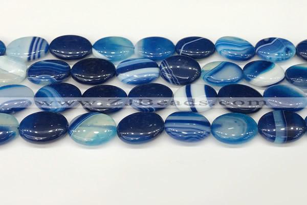 CAA4674 15.5 inches 15*20mm oval banded agate beads wholesale